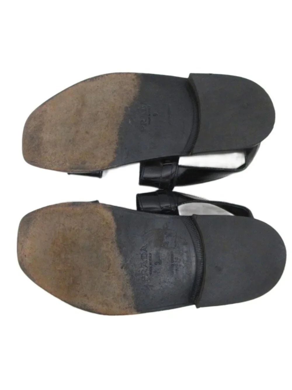 Prada Sandals Double Strap Leather 9 Black